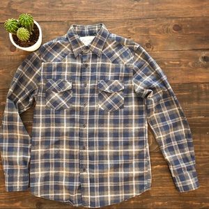Men’s Button-Down, Size M (Blue/Gray Plaid)